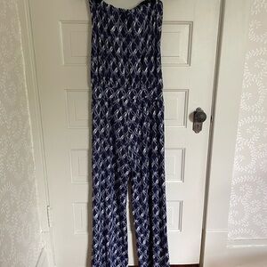70’s style stretchy, strapless jumpsuit